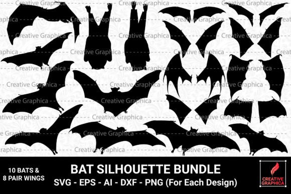 Download Bat and Bat Wings Silhouette Bundle - Premium Bundle