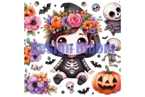 Download Blooming Ghost Halloween Artwork for POD - Premium Resources